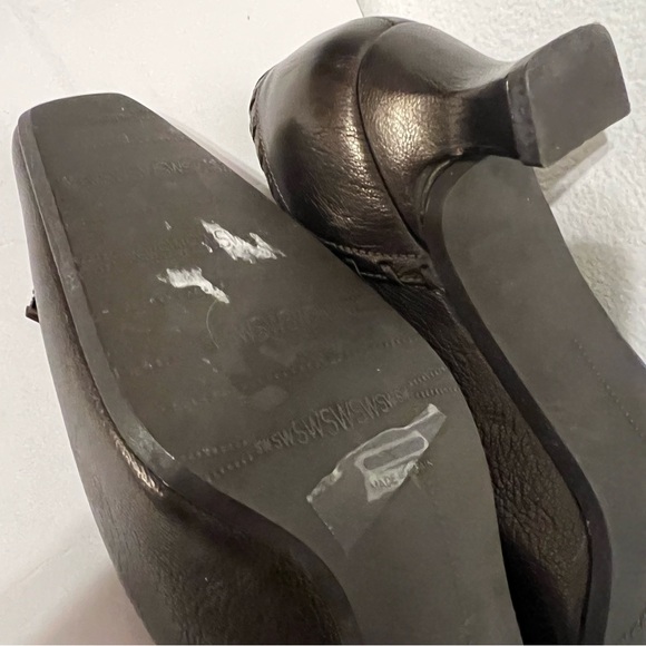 Stuart Wieitman Brown (Pewter) Square Toe Leather Kitten Heels 7.5 Made in Spain - Picture 11 of 15